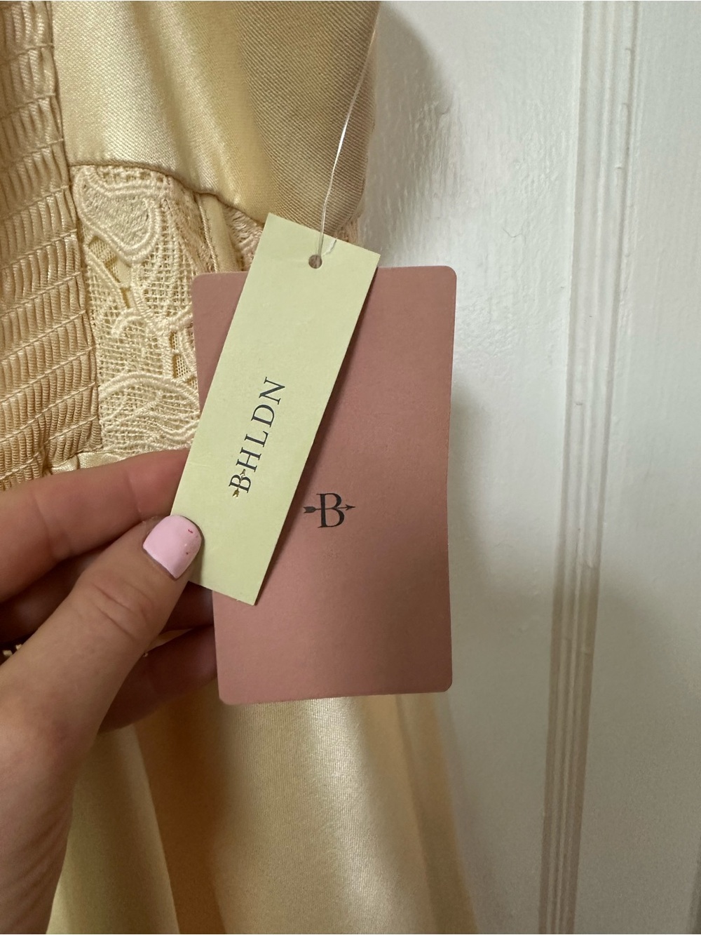 BHLDN Cream Satin Lace-Panel Midi Dress - Picture 8 of 8